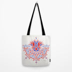 Sacred Lotus Mandala - Red & Blue Palette Tote Bag Gallery Image 2
