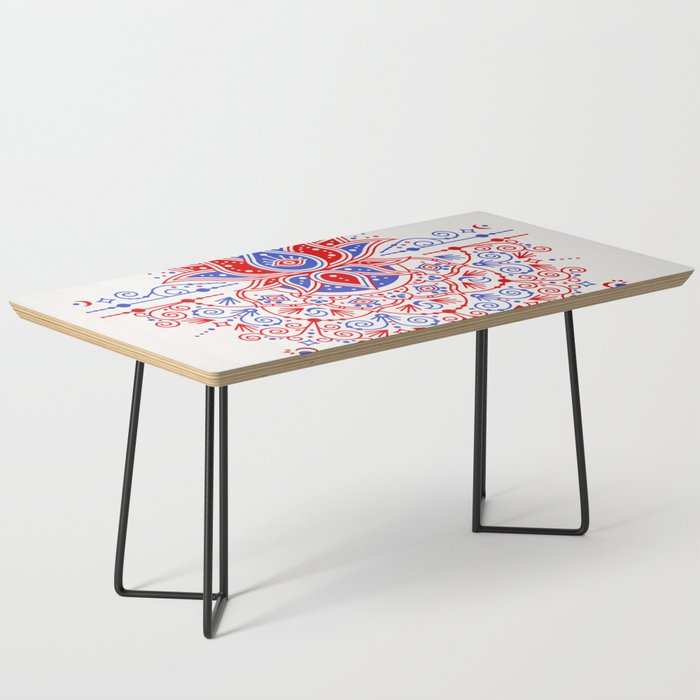 Sacred Lotus Mandala - Red & Blue Palette Coffee Table Gallery Image 1