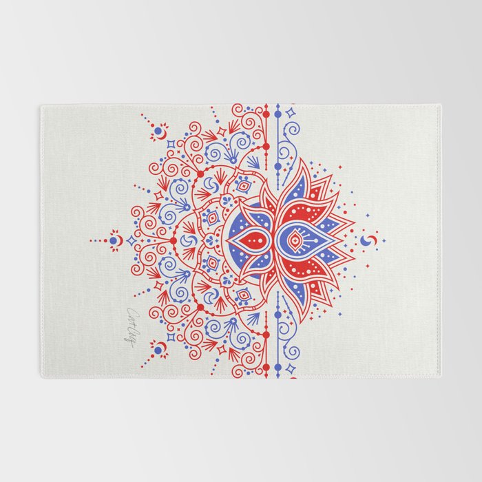 Sacred Lotus Mandala - Red & Blue Palette Rug Gallery Image 2