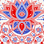 Sacred Lotus Mandala - Red & Blue Palette Coffee Mug Gallery Image 2
