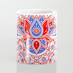 Sacred Lotus Mandala - Red & Blue Palette Coffee Mug Gallery Image 4