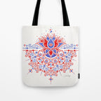 Sacred Lotus Mandala - Red & Blue Palette Tote Bag Gallery Image 1