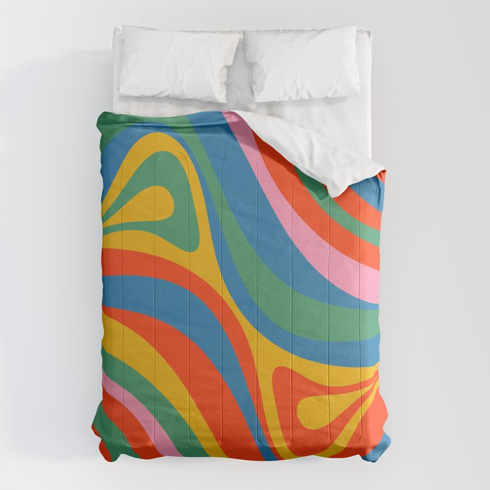 New Groove Retro Swirl Colorful Rainbow Abstract Pattern Comforter Gallery Image 1