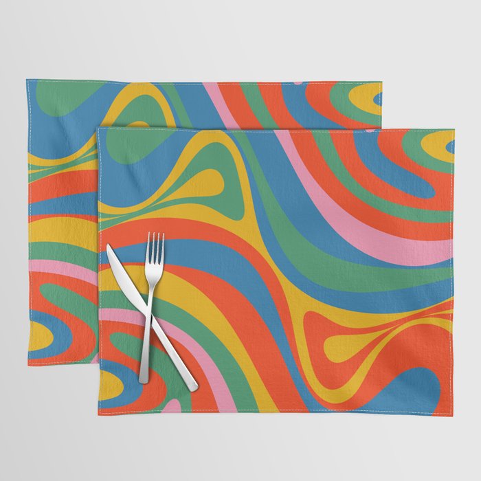 New Groove Retro Swirl Colorful Rainbow Abstract Pattern Placemat Gallery Image 1