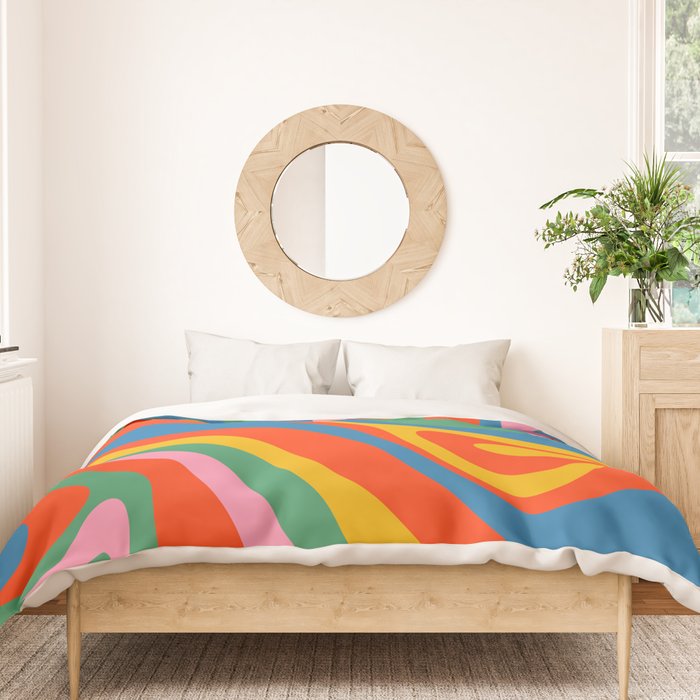 New Groove Retro Swirl Colorful Rainbow Abstract Pattern Duvet Cover Gallery Image 3
