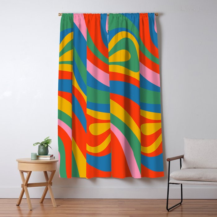 New Groove Retro Swirl Colorful Rainbow Abstract Pattern Window Curtain Gallery Image 1