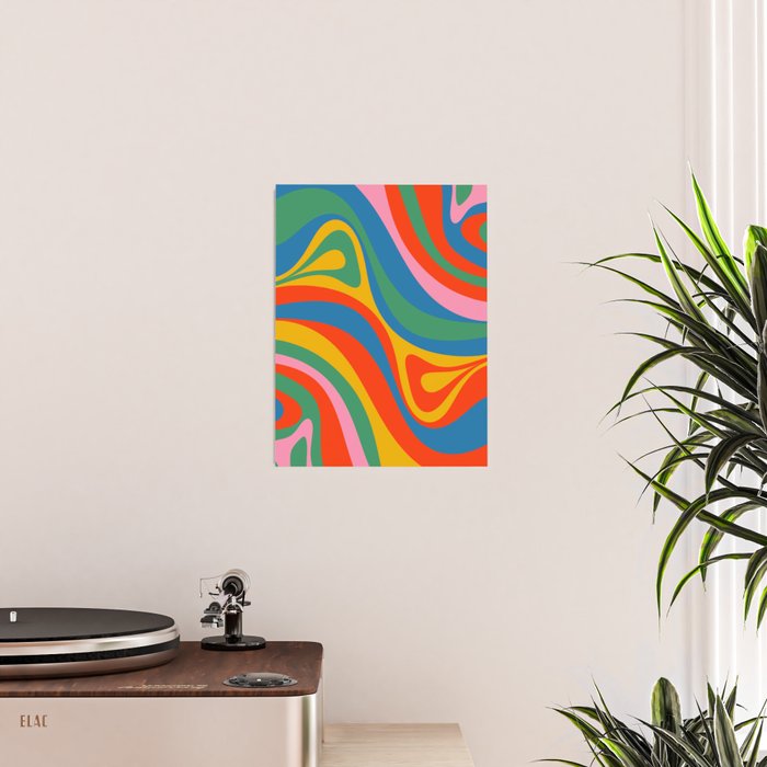 New Groove Retro Swirl Colorful Rainbow Abstract Pattern Poster Gallery Image 2
