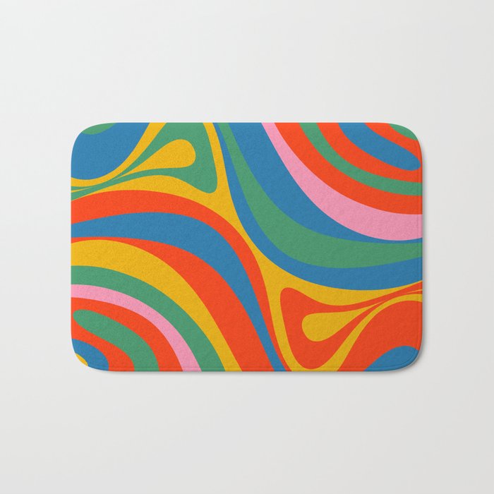 New Groove Retro Swirl Colorful Rainbow Abstract Pattern Bath Mat Gallery Image 1