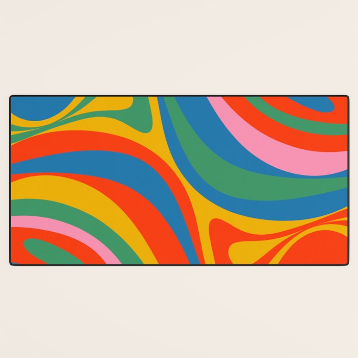 New Groove Retro Swirl Colorful Rainbow Abstract Pattern Desk Mat Gallery Image 3