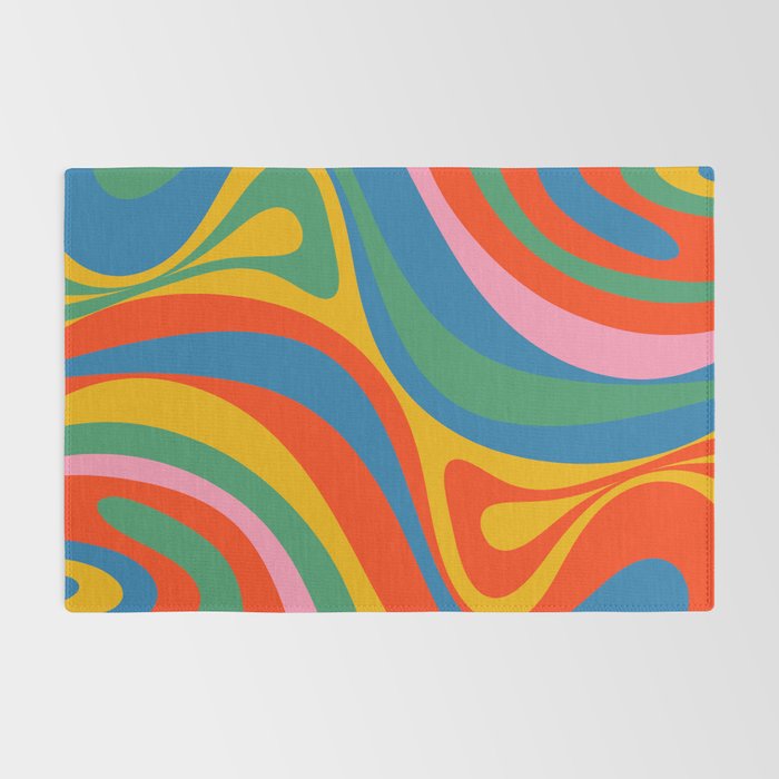 New Groove Retro Swirl Colorful Rainbow Abstract Pattern Rug Gallery Image 2