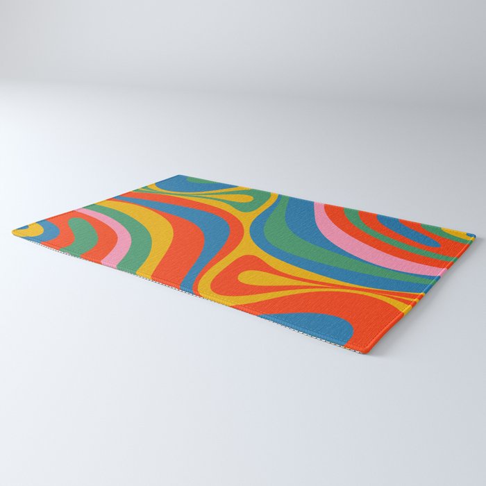 New Groove Retro Swirl Colorful Rainbow Abstract Pattern Rug Gallery Image 3