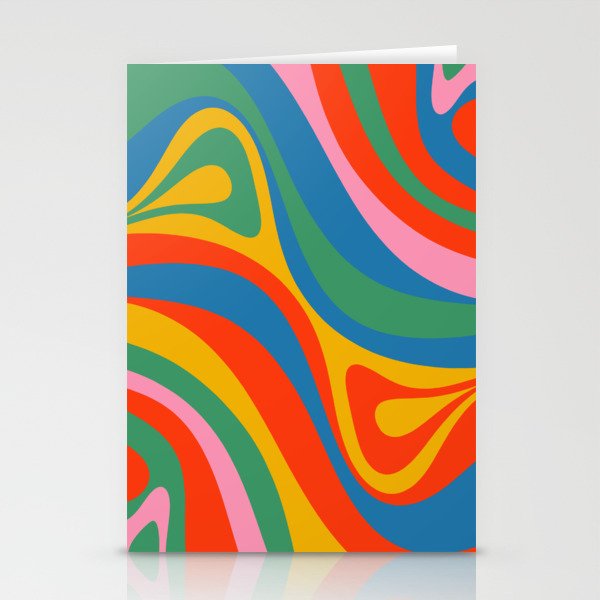 New Groove Retro Swirl Colorful Rainbow Abstract Pattern Stationery Card Gallery Image 1