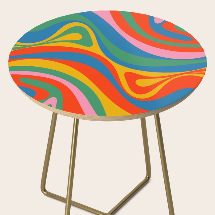 New Groove Retro Swirl Colorful Rainbow Abstract Pattern Side Table Gallery Image 2