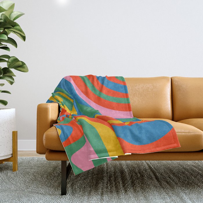 New Groove Retro Swirl Colorful Rainbow Abstract Pattern Throw Blanket Gallery Image 1