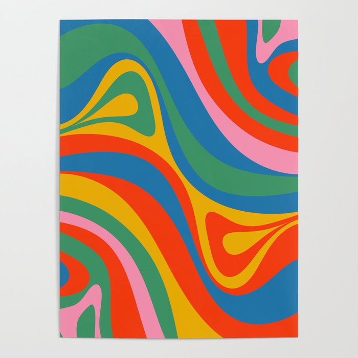 New Groove Retro Swirl Colorful Rainbow Abstract Pattern Poster Gallery Image 4