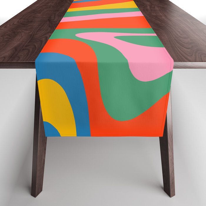 New Groove Retro Swirl Colorful Rainbow Abstract Pattern Table Runner
