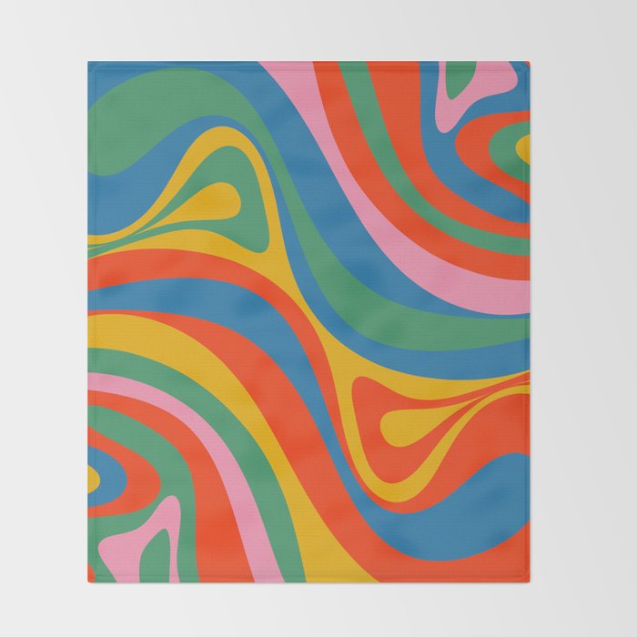 New Groove Retro Swirl Colorful Rainbow Abstract Pattern Throw Blanket Gallery Image 2