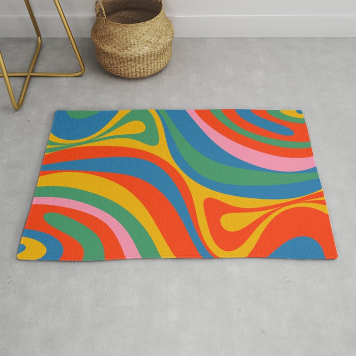 New Groove Retro Swirl Colorful Rainbow Abstract Pattern Rug Gallery Image 1