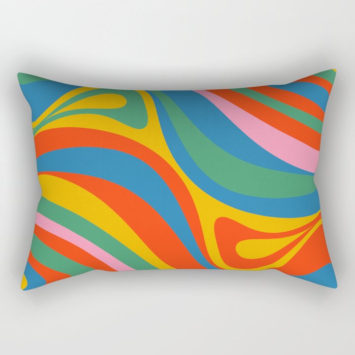 New Groove Retro Swirl Colorful Rainbow Abstract Pattern Rectangular Pillow Gallery Image 2