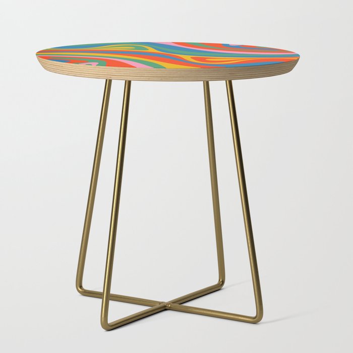 New Groove Retro Swirl Colorful Rainbow Abstract Pattern Side Table Gallery Image 1