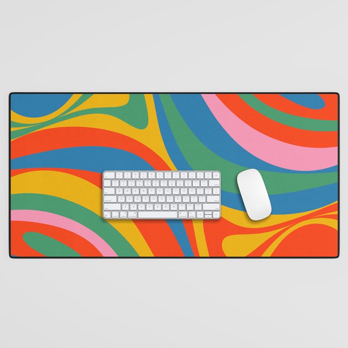 New Groove Retro Swirl Colorful Rainbow Abstract Pattern Desk Mat Gallery Image 1