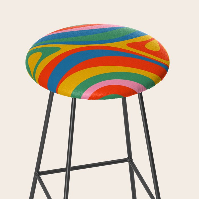 New Groove Retro Swirl Colorful Rainbow Abstract Pattern Stool Gallery Image 2