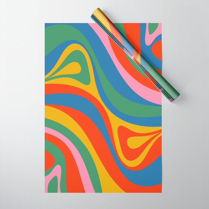 New Groove Retro Swirl Colorful Rainbow Abstract Pattern Wrapping Paper Gallery Image 1