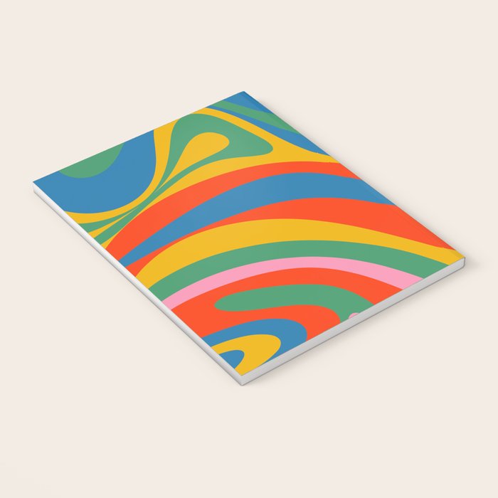 New Groove Retro Swirl Colorful Rainbow Abstract Pattern Notebook Gallery Image 3