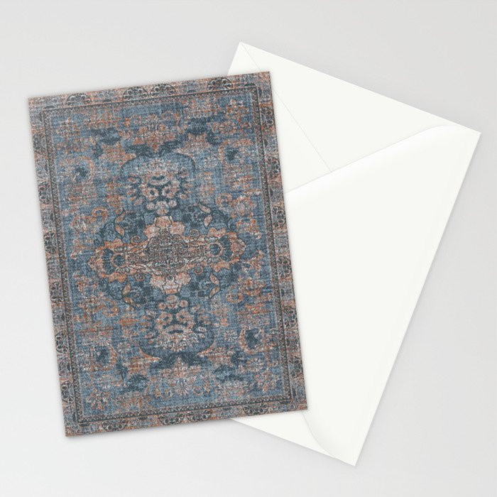 Antique Oriental Persian Blue Rust Stationery Card Gallery Image 2