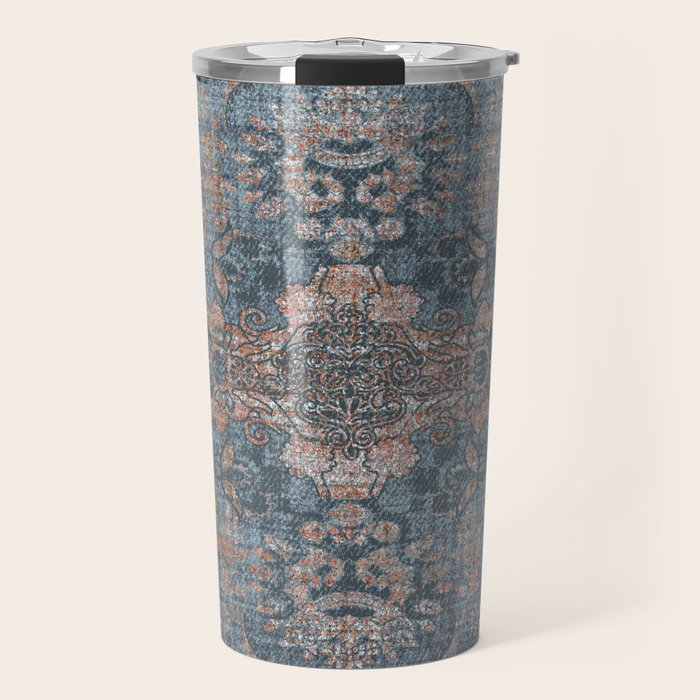 Antique Oriental Persian Blue Rust Travel Mug Gallery Image 1