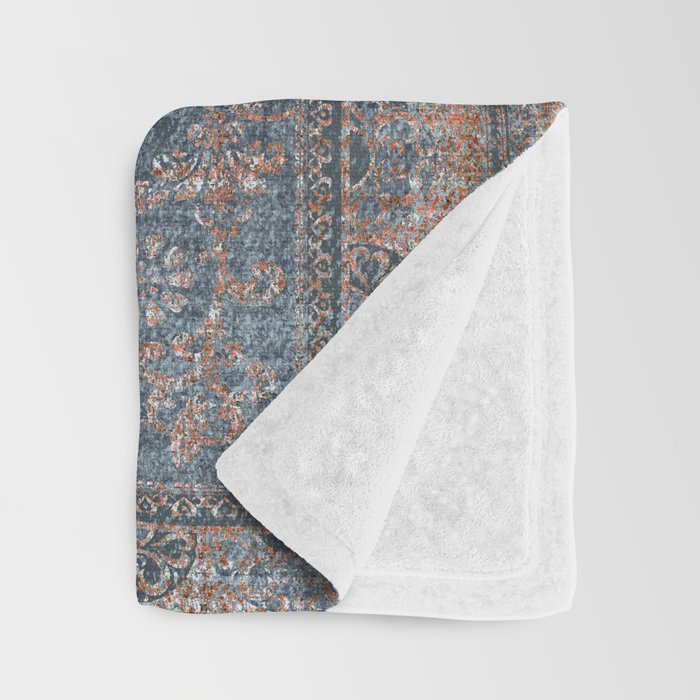 Antique Oriental Persian Blue Rust Throw Blanket Gallery Image 3