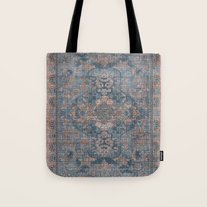Antique Oriental Persian Blue Rust Tote Bag Gallery Image 1