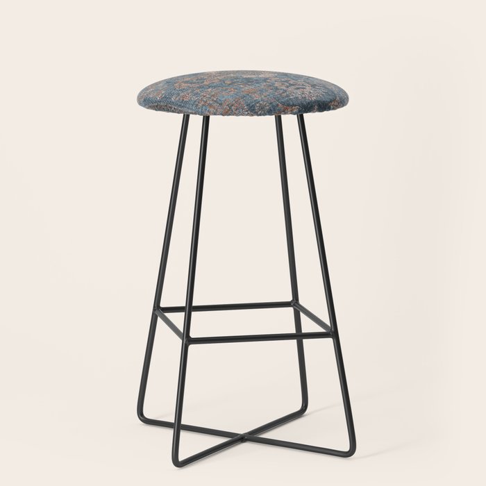 Antique Oriental Persian Blue Rust Stool Gallery Image 1