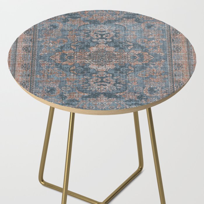 Antique Oriental Persian Blue Rust Side Table Gallery Image 2