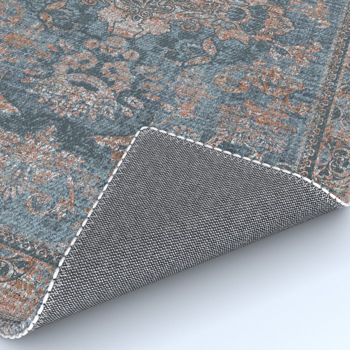 Antique Oriental Persian Blue Rust Rug Gallery Image 4