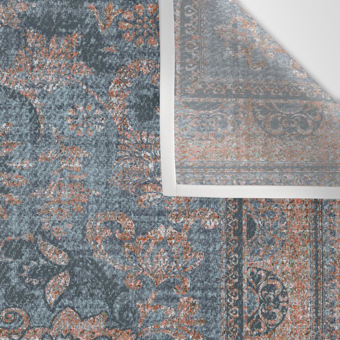 Antique Oriental Persian Blue Rust Wall Tapestry Gallery Image 3