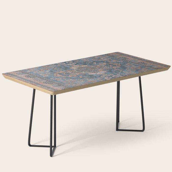 Antique Oriental Persian Blue Rust Coffee Table Gallery Image 1