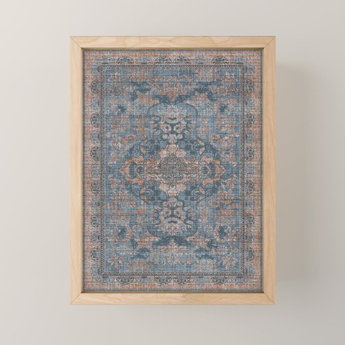 Antique Oriental Persian Blue Rust Mini Art Print Gallery Image 1