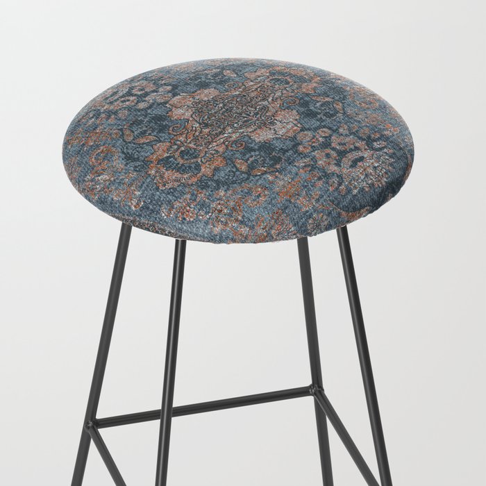 Antique Oriental Persian Blue Rust Stool Gallery Image 2