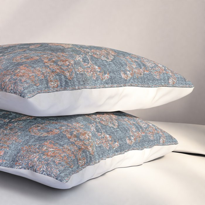 Antique Oriental Persian Blue Rust Pillow Sham Gallery Image 3