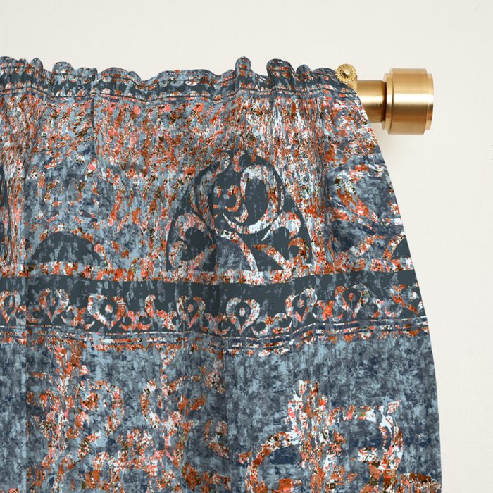 Antique Oriental Persian Blue Rust Window Curtain Gallery Image 2