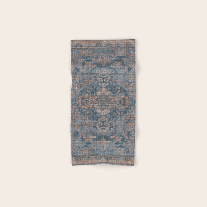 Antique Oriental Persian Blue Rust Bath Towel Gallery Image 1