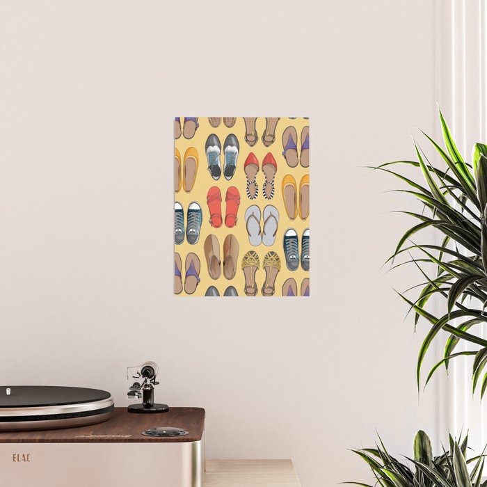 Hard choice // shoes on yellow background Poster Gallery Image 2