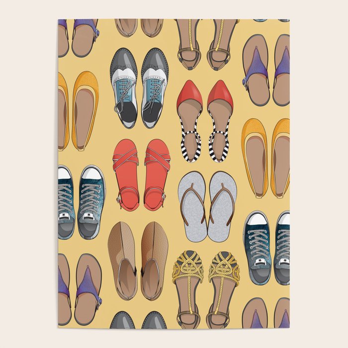 Hard choice // shoes on yellow background Poster Gallery Image 4