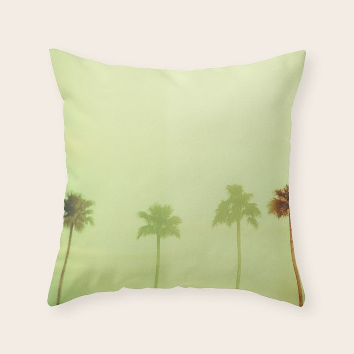 Four Palm Trees - Green Throw Pillow Gallery Image 6