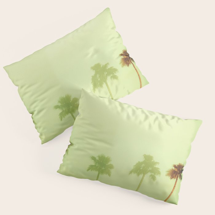 Four Palm Trees - Green Pillow Sham Gallery Image 3