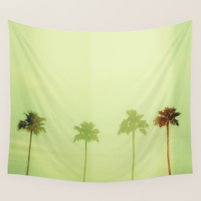 Four Palm Trees - Green Wall Tapestry Gallery Image 4