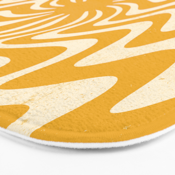 Retro 70s Swirl Spiral Banana Yellow Groovie  Bath Mat Gallery Image 3