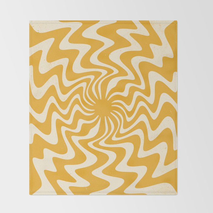 Retro 70s Swirl Spiral Banana Yellow Groovie  Throw Blanket Gallery Image 2