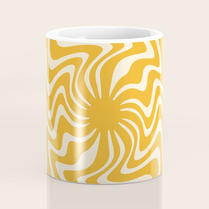 Retro 70s Swirl Spiral Banana Yellow Groovie  Coffee Mug Gallery Image 4